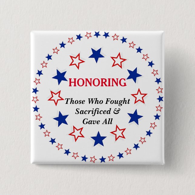 Personalize Text Patriotic Veteran First Responder Button (Front)