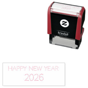 personalize text red self-inking stamp