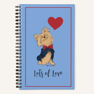 Personalize Text Yorkie Bow Tie and Heart Custom Notebook
