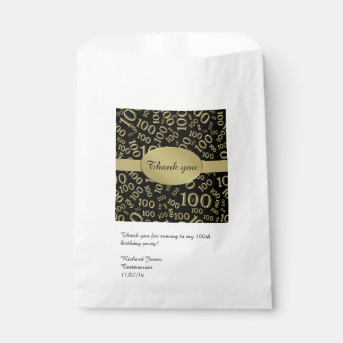 Personalize  Thank You 100th Birthday Party Theme Favor Bag