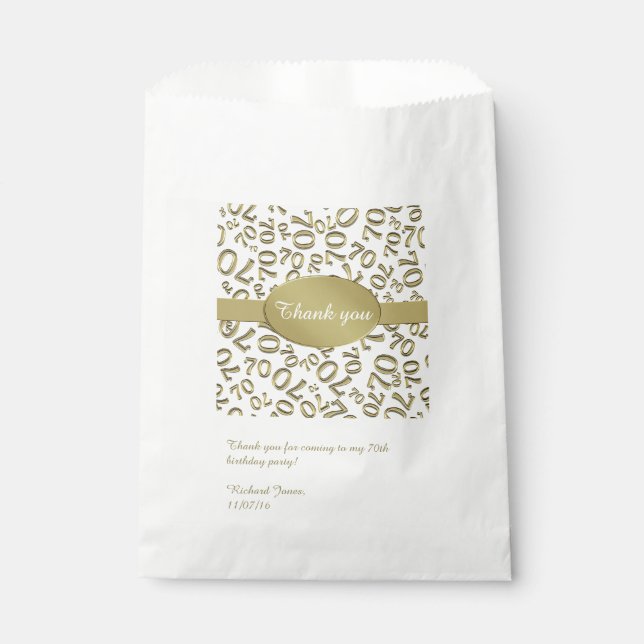 Personalize:  Thank You 70th Birthday Party Theme Favor Bag (Front)