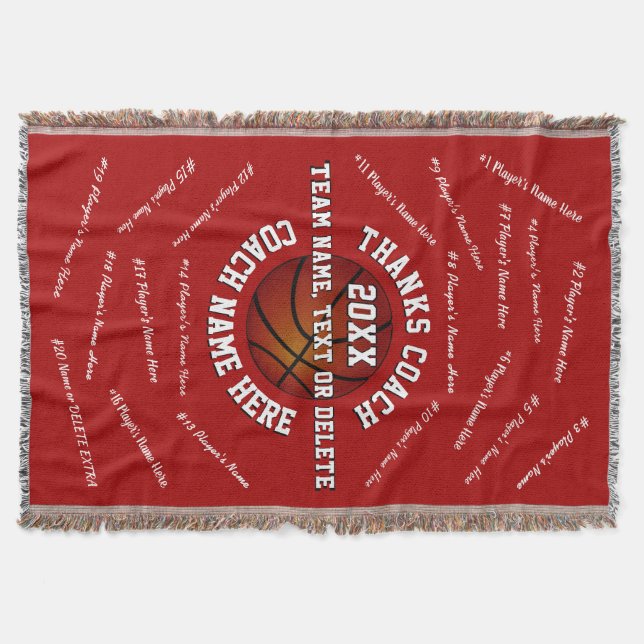 Personalize Thank You Gifts for Basketball Coaches Throw Blanket (Front)