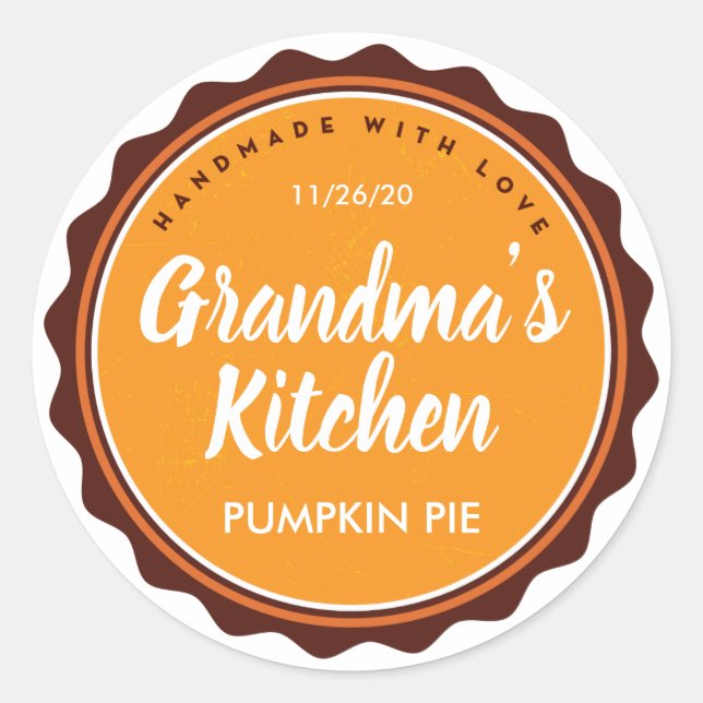 Personalize Thanksgiving Pie Label Kitchen Sticker (Front)