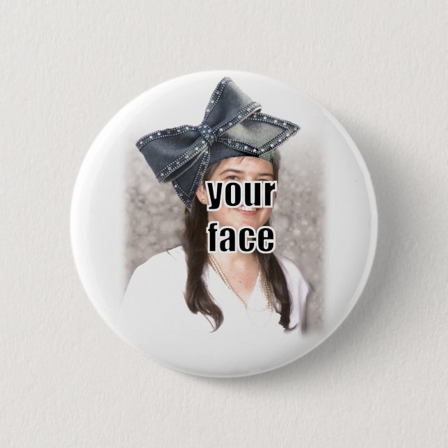Personalize the Big Bow Hat Pinback Button (Front)
