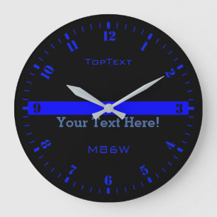 Personalize The Thin Blue Line with 3 Text Lines Large Clock