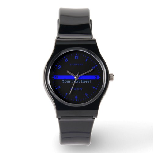 Personalize The Thin Blue Line with 3 Text Lines Watch