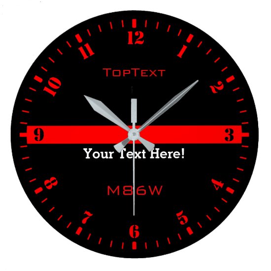 Personalize The Thin Red Line with 3 Text Lines Large Clock