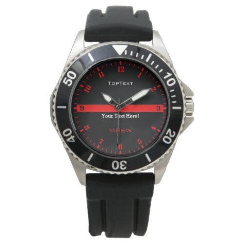 Personalize The Thin Red Line with 3 Text Lines Watch