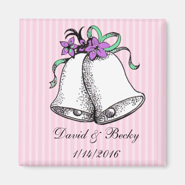 Personalize these Pink Wedding Favor Magnets (Front)