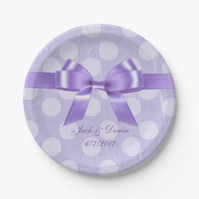 Personalize these Purple and White Polka Dot Plate (Front)