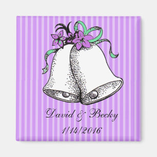 Personalize these Purple Wedding Favor Magnets