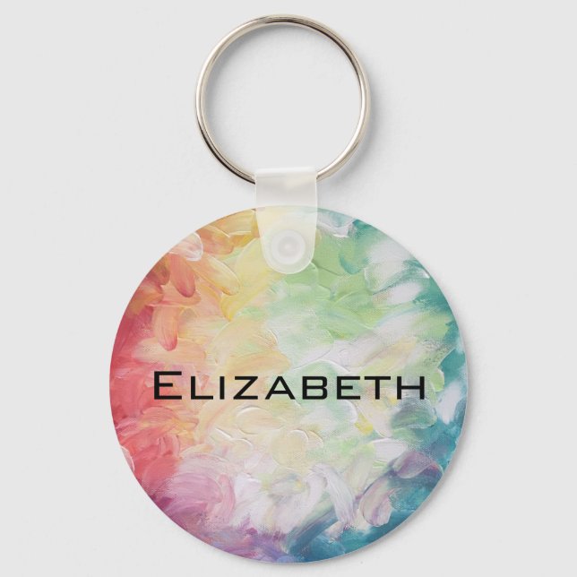 Personalize Thick Textured Abstract Paint Keychain (Front)