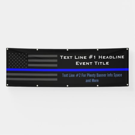 Personalize Thin Blue Line Usa Flag Medium Display Banner