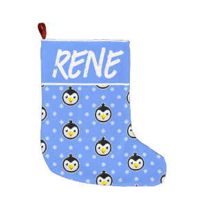 Personalize this Adorable Blue Penguin Large Christmas Stocking