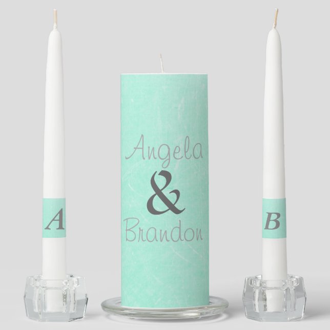 Personalize this Aqua Unity Candle with your Names (Front)