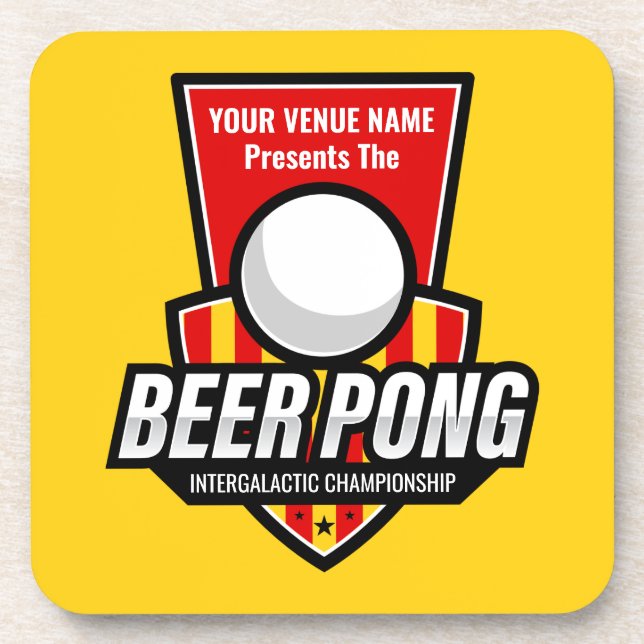 Personalize This Beer Pong Logo Beverage Coaster (Front)