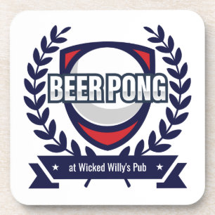 Personalize This Beer Pong Logo Beverage Coaster