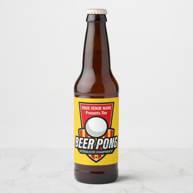 Personalize This Beer Pong Logo Bottle Label (Front)