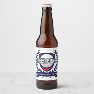 Personalize This Beer Pong Logo Bottle Label