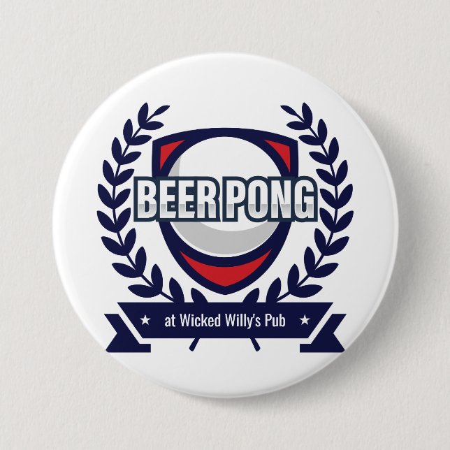 Personalize This Beer Pong Logo Button (Front)