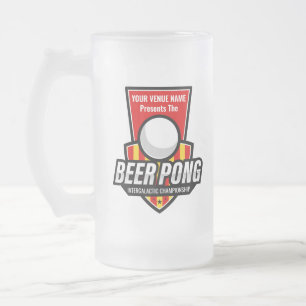 Personalize This Beer Pong Logo Frosted Glass Beer Mug