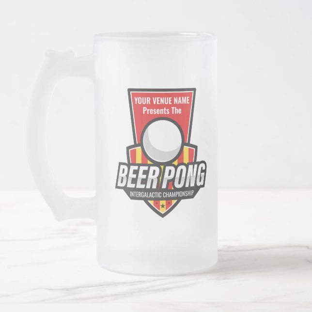 Personalize This Beer Pong Logo Frosted Glass Beer Mug (Left)