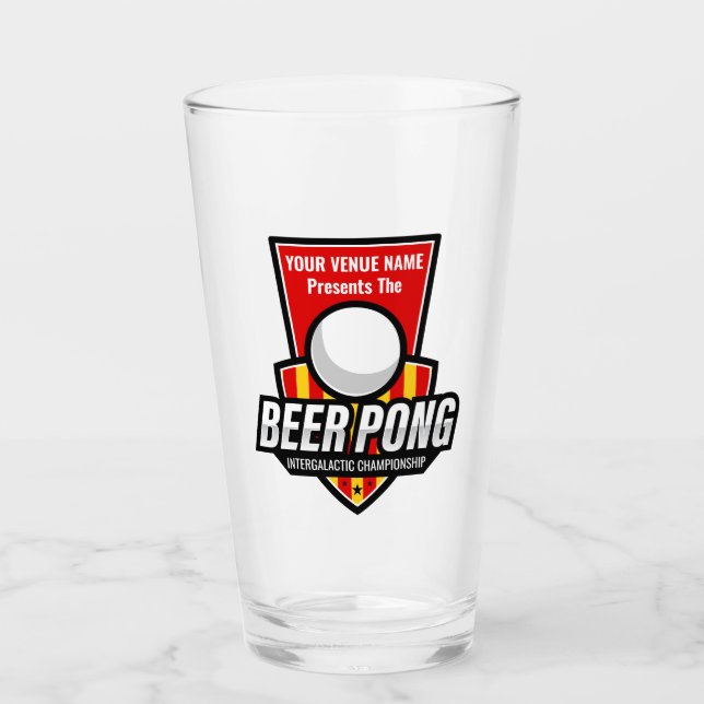 Personalize This Beer Pong Logo Glass (Front)