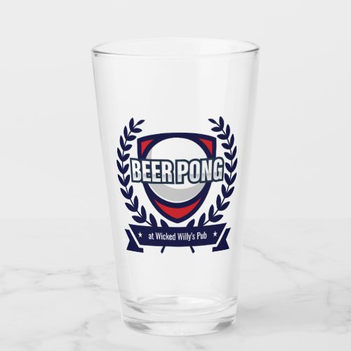 Personalize This Beer Pong Logo Glass