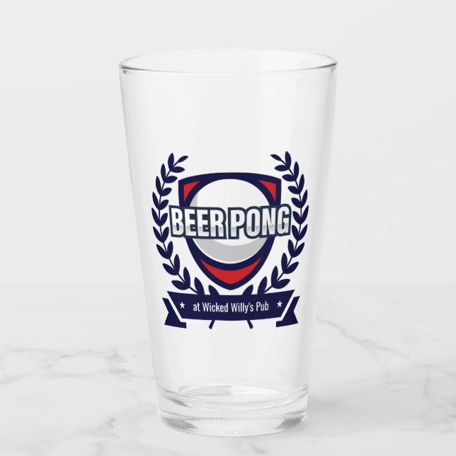 Personalize This Beer Pong Logo Glass (Front)