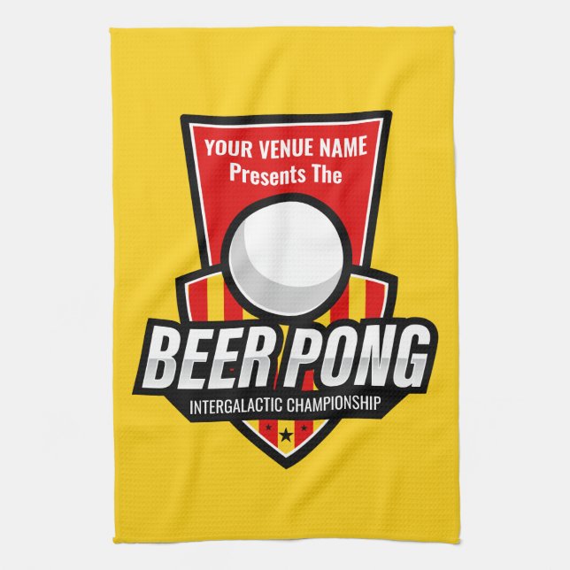 Personalize This Beer Pong Logo Kitchen Towel (Vertical)