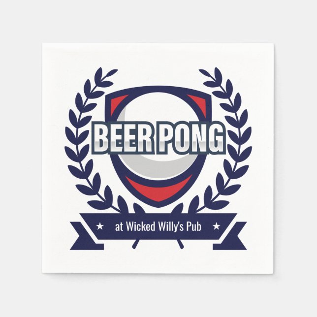 Personalize This Beer Pong Logo Napkins (Front)