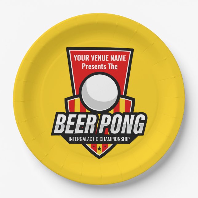 Personalize This Beer Pong Logo Paper Plates (Front)
