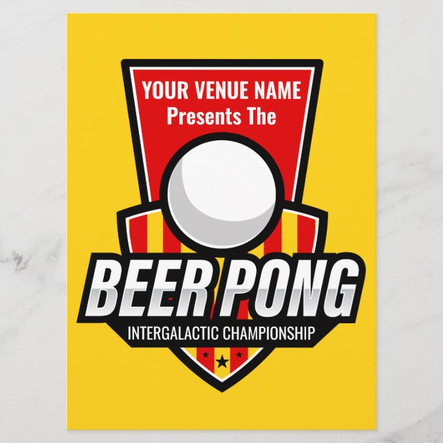 Personalize This Beer Pong Logo Rules Card (Front)