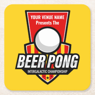 Personalize This Beer Pong Logo Square Paper Coaster