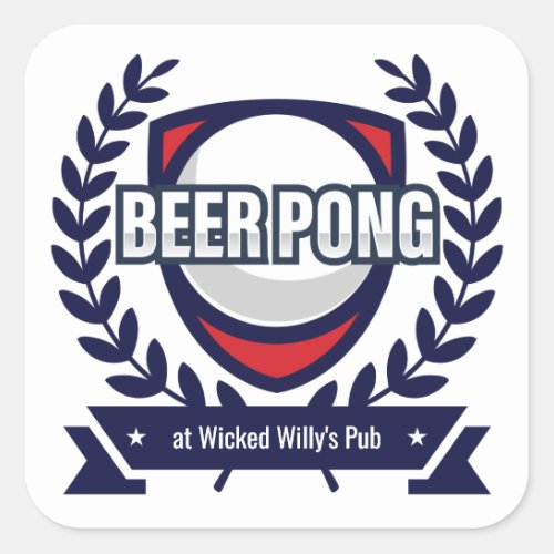 Personalize This Beer Pong Logo Square Sticker