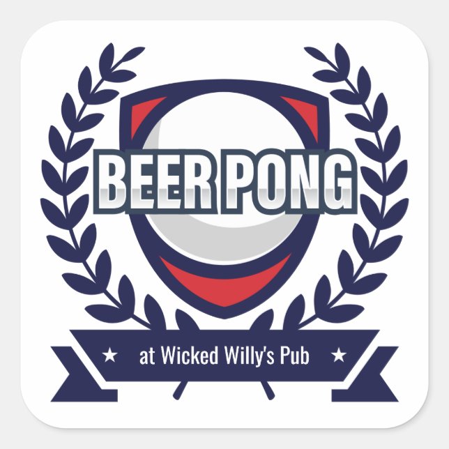 Personalize This Beer Pong Logo Square Sticker (Front)