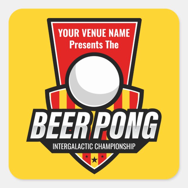 Personalize This Beer Pong Logo Square Sticker (Front)