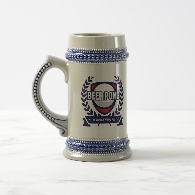 Personalize This Beer Pong Logo Stein (Left)