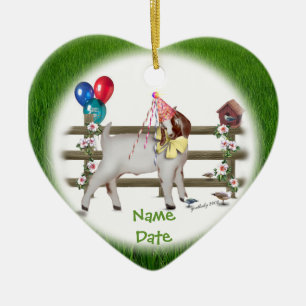 Personalize this Birthday Goat (Boer) Ornament