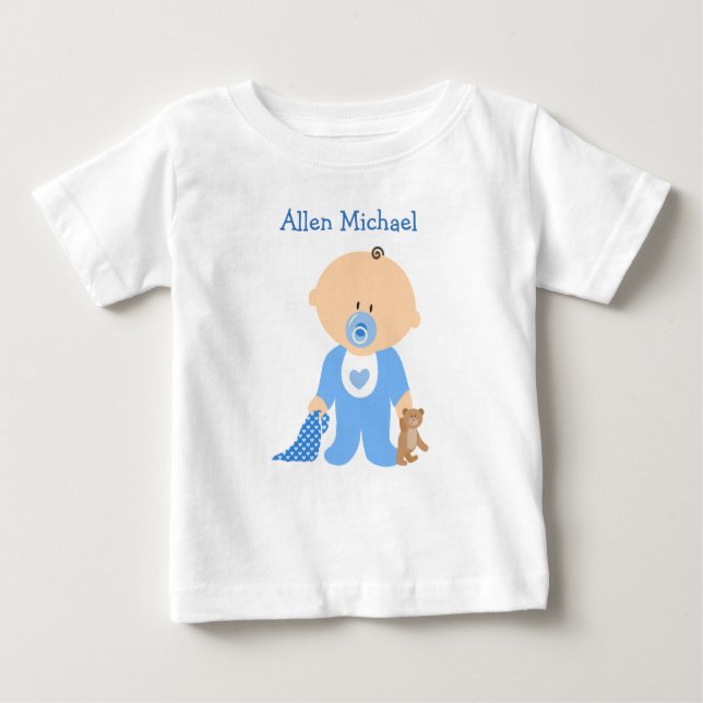Personalize this Blue  Baby Boy Romper (Front)