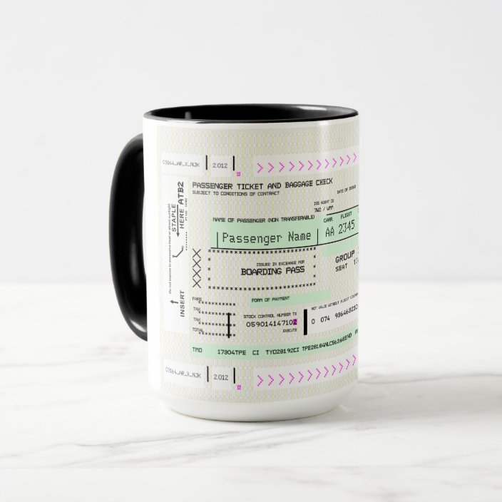 Personalize this Boarding Pass Coffee Mug