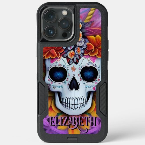 Personalize This Boho Sugar Skull Floral Fantasy   iPhone 13 Pro Max Case