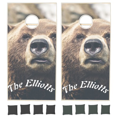 Personalize this Brown Black Bear Cornhole Set