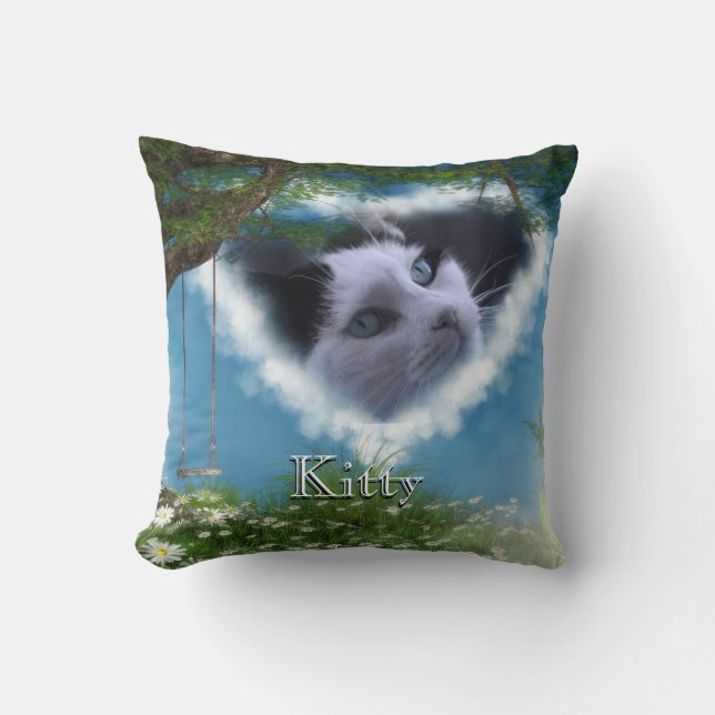 Personalize this Cat in Heaven Pet Memorial Pillow (Front)