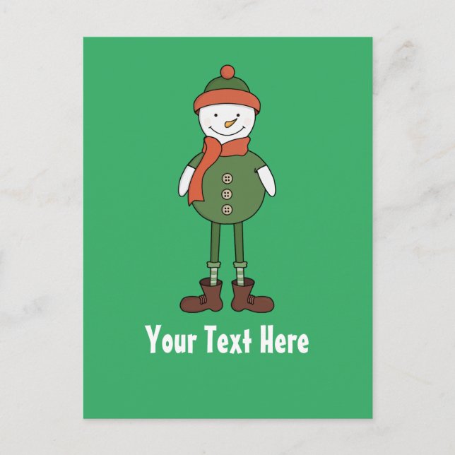 Personalize this Cool Snowman Holiday Postcard (Front)