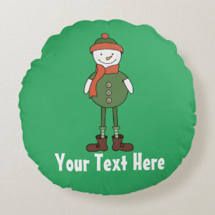 Personalize this Cool Snowman Round Pillow