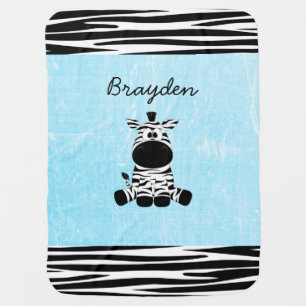 Personalize this cute blue Zebra Blanket