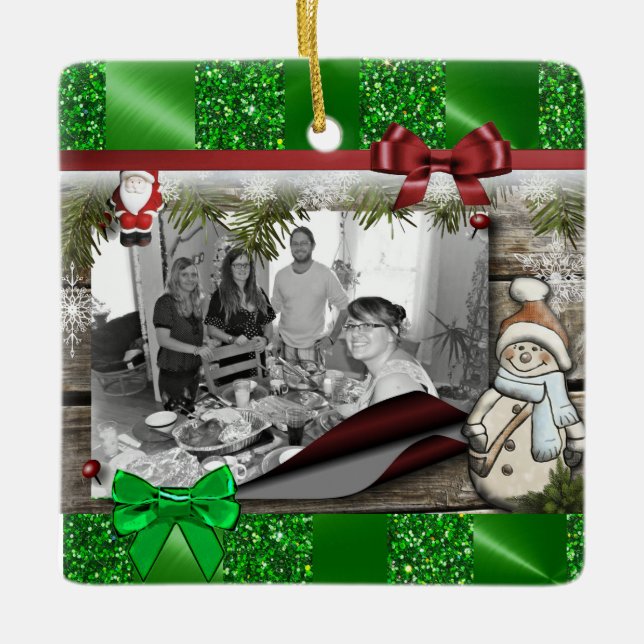 Personalize this Cute Christmas Frame Ornament (Front)