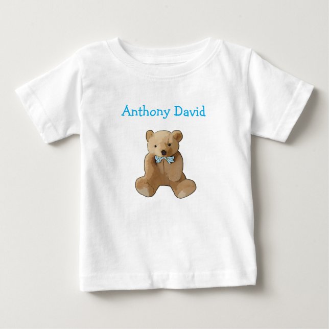 Personalize this cute Organic  Teddy bear Baby T Baby T-Shirt (Front)