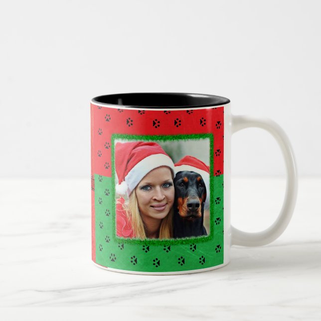 Personalize this cute Paw Prints Christmas Mug (Right)